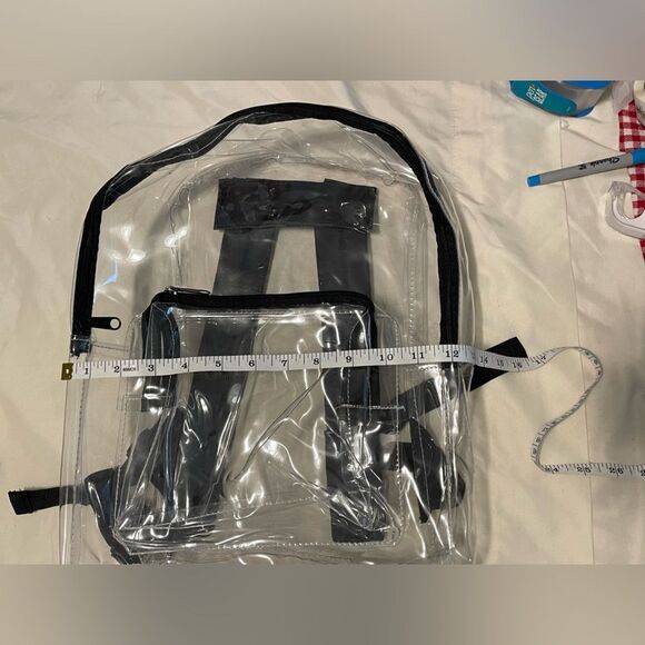 NWOT Clear Backpack w/ Black Straps perfect for sporting events, school, concert - Picture 2 of 4